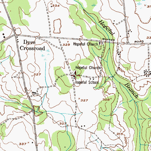 Topographic Map of Hopeful School, GA