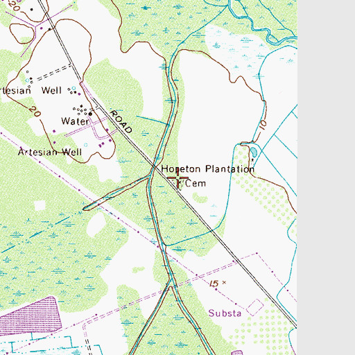 Topographic Map of Hopeton Plantation Cemetery, GA