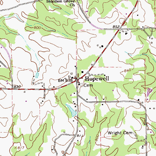 Topographic Map of Hopewell, GA