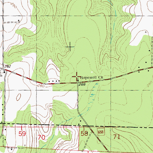 Topographic Map of Hopewell Church, GA
