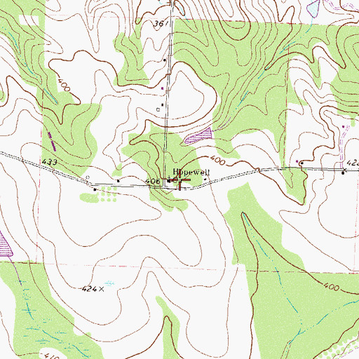 Topographic Map of Hopewell Church, GA