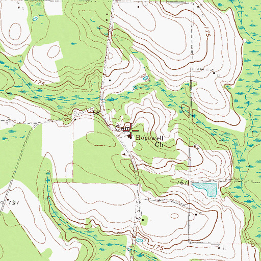 Topographic Map of Hopewell United Methodist Church, GA