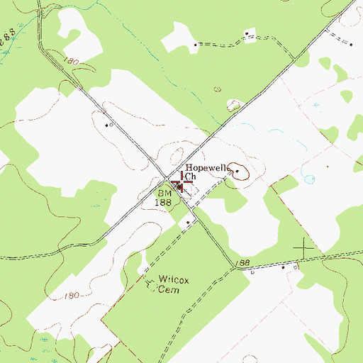 Topographic Map of Hopewell Baptist Church, GA