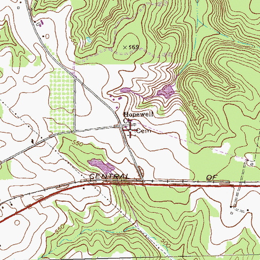 Topographic Map of Hopewell Church, GA
