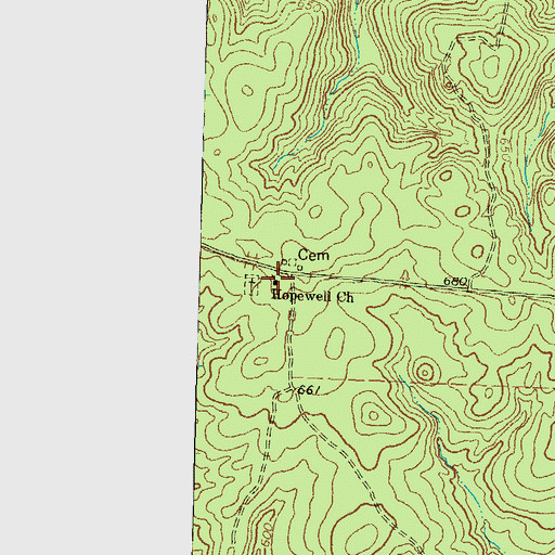 Topographic Map of Hopewell Church, GA