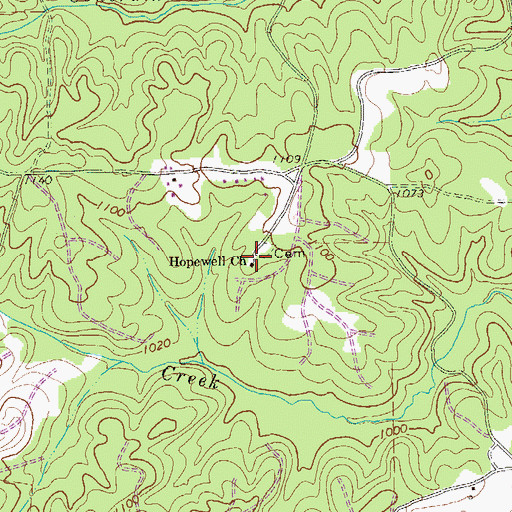 Topographic Map of Hopewell Primitive Baptist Church, GA