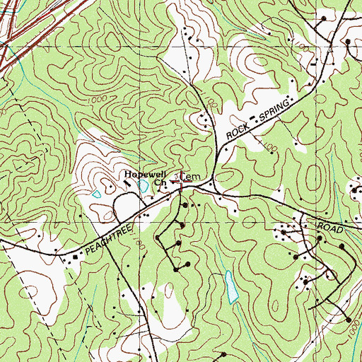 Topographic Map of Hopewell Church, GA