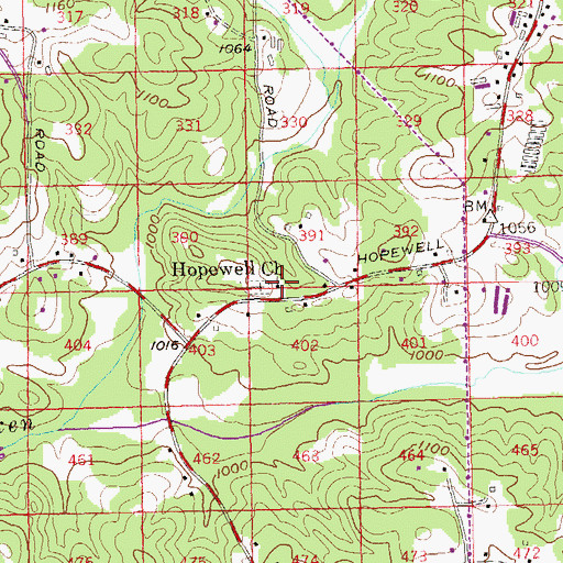 Topographic Map of Hopewell Church, GA