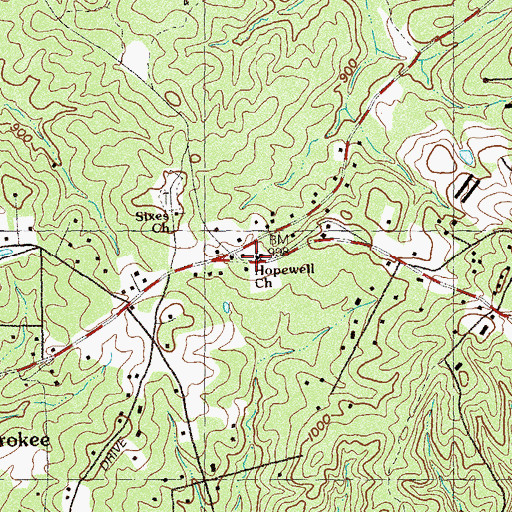 Topographic Map of Hopewell Church, GA