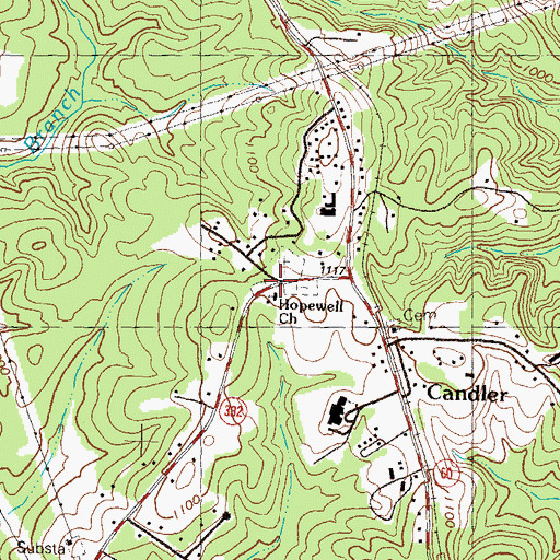 Topographic Map of Hopewell Church, GA