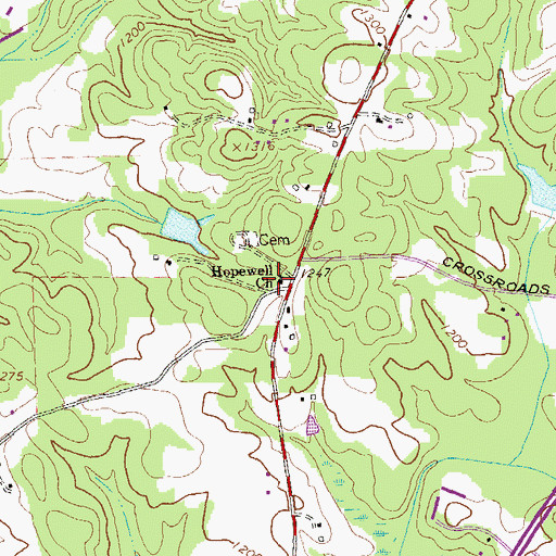Topographic Map of Hopewell Church, GA