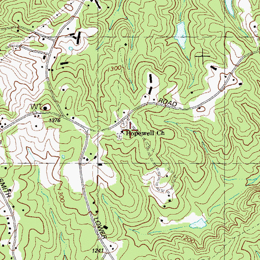 Topographic Map of Hopewell Baptist Church, GA