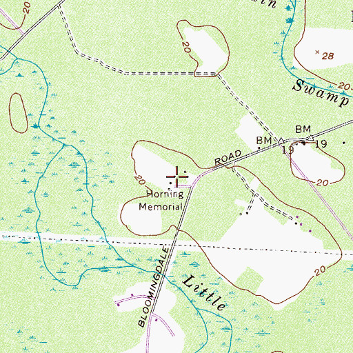 Topographic Map of Horning Memorial, GA