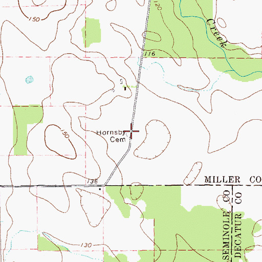 Topographic Map of Hornsby Cemetery, GA