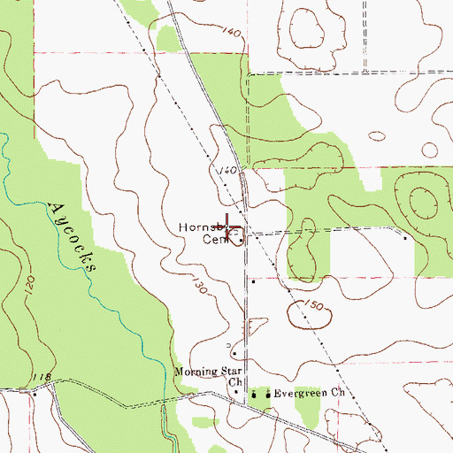 Topographic Map of Scarborough Cemetery, GA