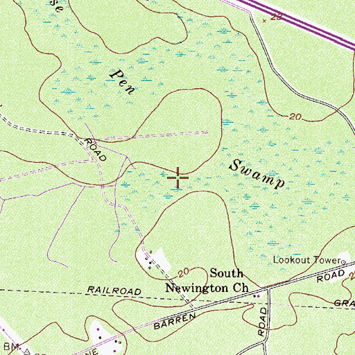 Topographic Map of Horse Pen Swamp, GA