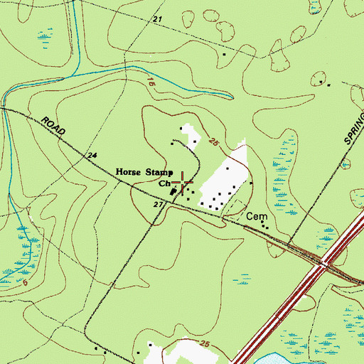 Topographic Map of Horse Stamp Church, GA