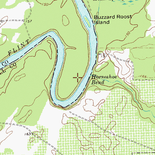 Topographic Map of Horseshoe Bend, GA