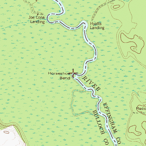 Topographic Map of Horseshoe Bend, GA
