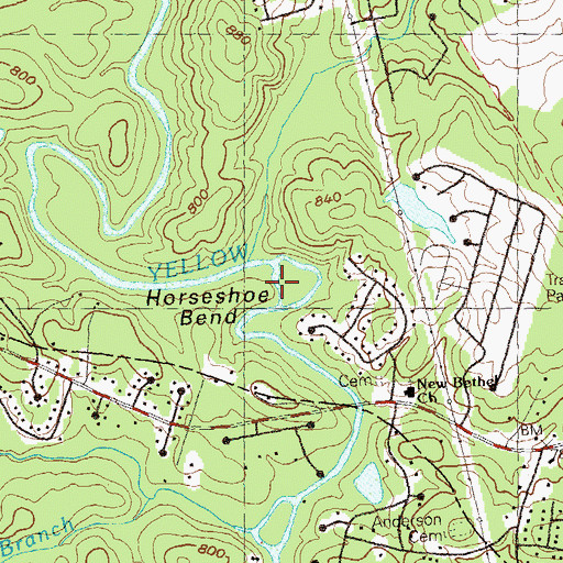 Topographic Map of Horseshoe Bend, GA