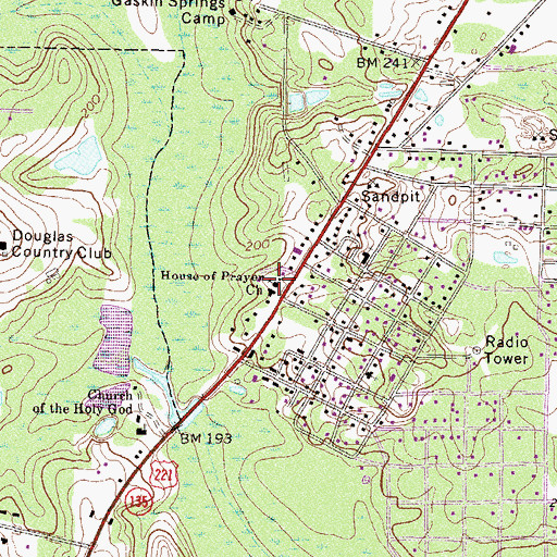 Topographic Map of House of Prayer Church, GA
