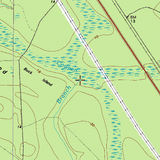 Topographic Map of Houston Branch, GA
