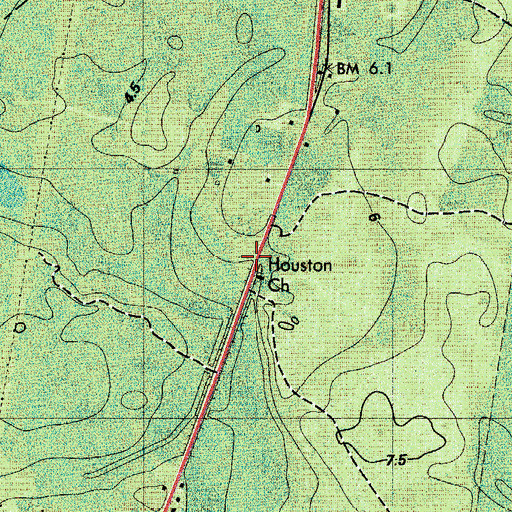 Topographic Map of Houston Church, GA