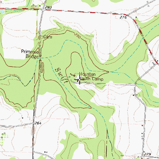 Topographic Map of Houston Youth Camp, GA
