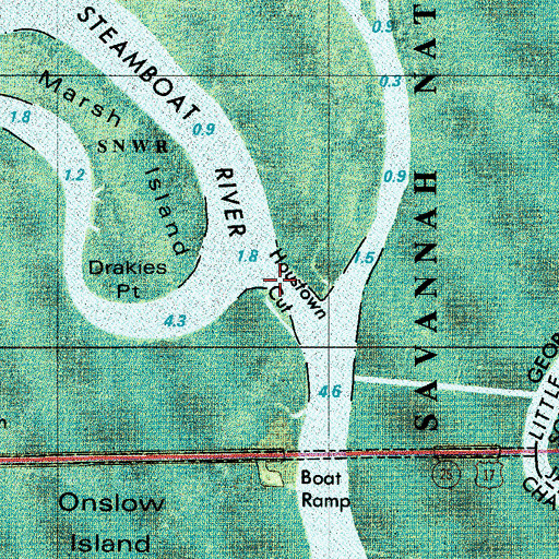 Topographic Map of Houstown Cut, GA