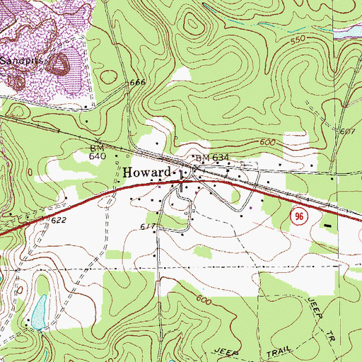 Topographic Map of Howard, GA
