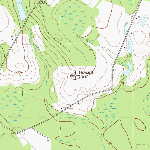Topographic Map of Howard Cemetery, GA