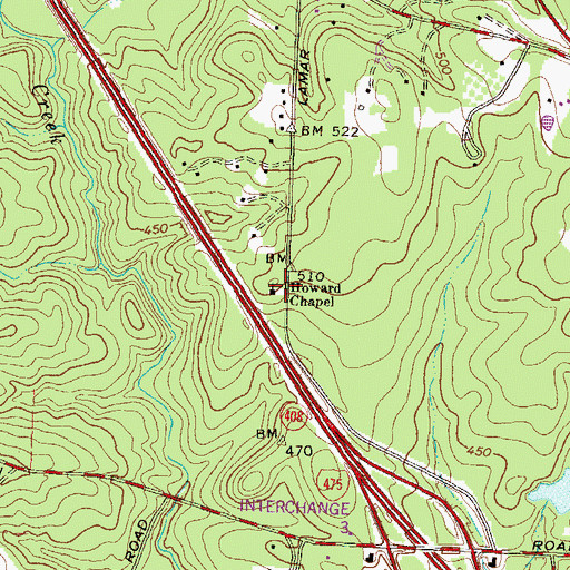 Topographic Map of Howard Chapel, GA