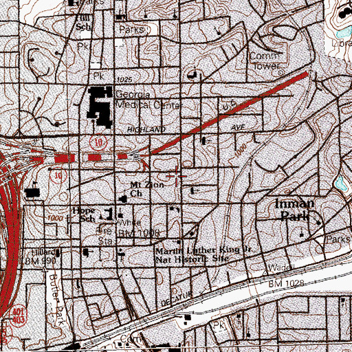Topographic Map of Howard High School, GA
