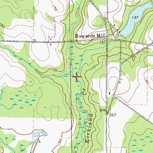 Topographic Map of Howards Mill Creek, GA