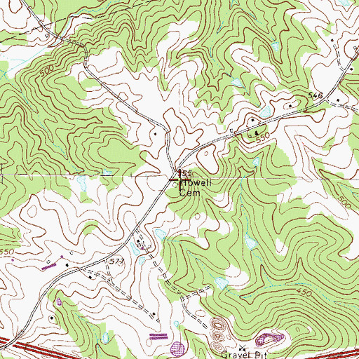 Topographic Map of Howell Cemetery, GA