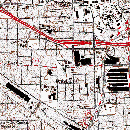 Topographic Map of Howell Park, GA