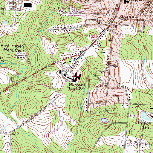 Topographic Map of William Hubbard Middle School, GA