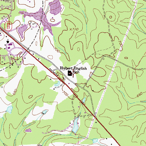 Topographic Map of Hubert English School, GA