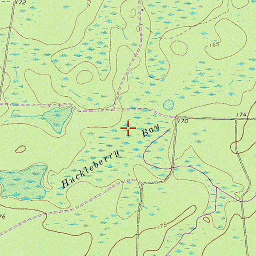 Topographic Map of Huckleberry Bay, GA