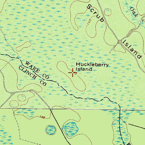 Topographic Map of Huckleberry Island, GA