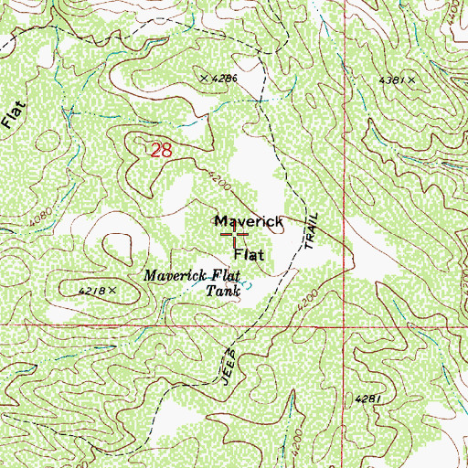 Topographic Map of Maverick Flat, AZ