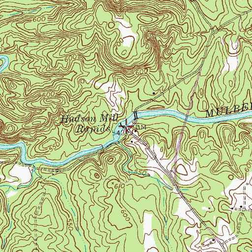 Topographic Map of Hudson Mill Rapids, GA