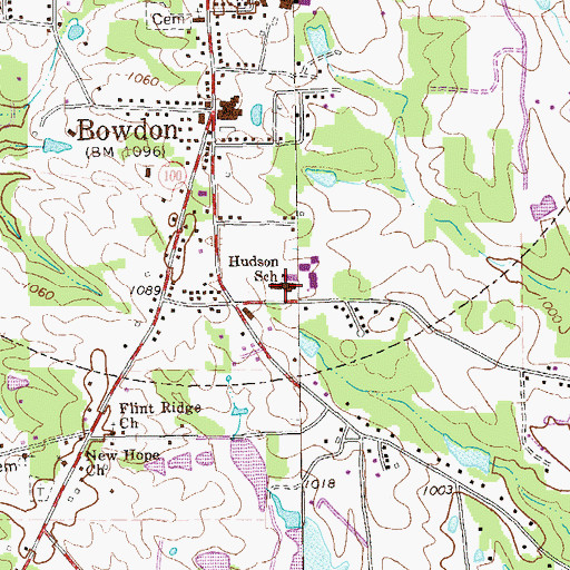 Topographic Map of Hudson School, GA