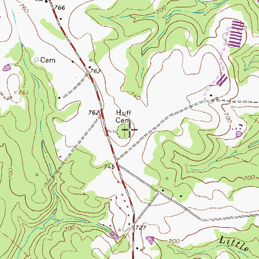Topographic Map of Huff Cemetery, GA
