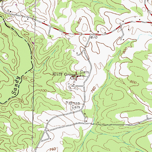 Topographic Map of Huff Grove Church, GA
