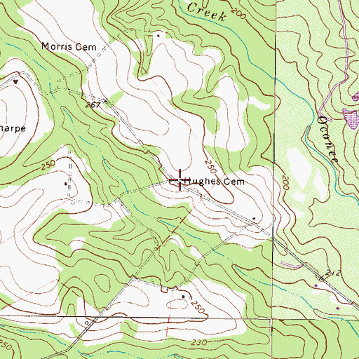 Topographic Map of Hughes Cemetery, GA