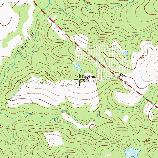 Topographic Map of Hughes Cemetery, GA