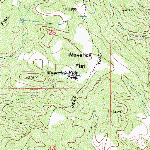 Topographic Map of Maverick Flat Tank, AZ