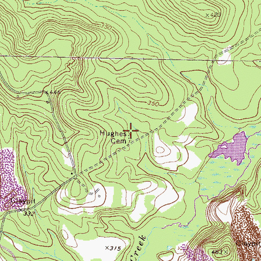 Topographic Map of Hughes Cemetery, GA