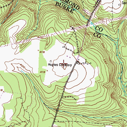 Topographic Map of Hughes Cemetery, GA